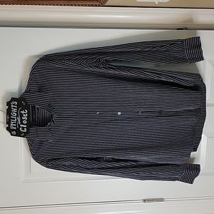 Axist XL Dress Shirt Button Up Long Sleeve Gray Stripe